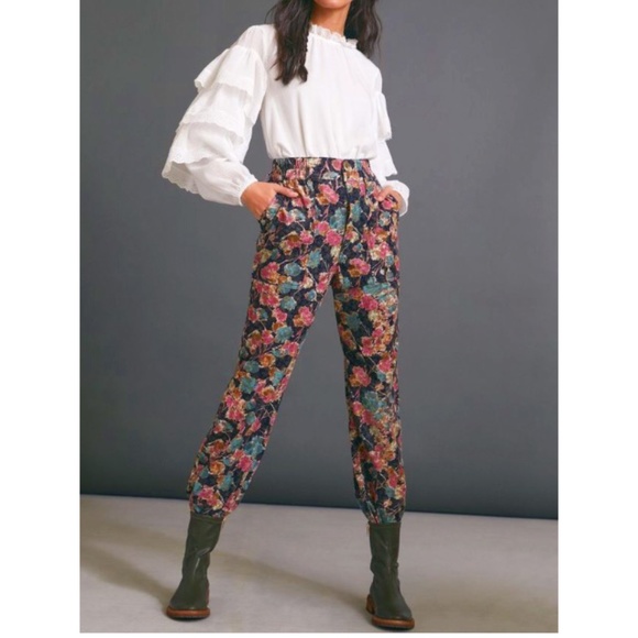 Anthropologie Corduroy Floral Joggers - Picture 1 of 2